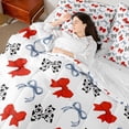 thumbnail image 4 of Homewish Red Ribbon Bowknot 7-Piece Reversible King Comforter Set, Princess Design, 4 of 8