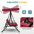 thumbnail image 5 of MCombo 3 Person Reclining Patio Swing with Adjustable Canopy, Cushion for Backyard, Porch Lawn, Burgundy, 5 of 9