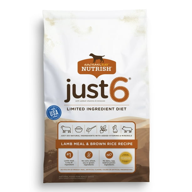 Rachael Ray Nutrish Just 6 Natural Dry Dog Food, Lamb Meal & Brown Rice