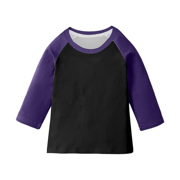 ZACPNCV T Shirts for Teen Girls Raglan 3/4 Length Sleeve Cute Clothes Fall Round Neck Tops Comfy Elbow Sleeve Shirts Black 3-4 Years