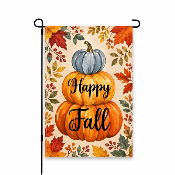 Garden Flag 12x18 Inch Fall Harvest Pumpkins & Leaves Design, Seasonal Outdoor Decor for Yard, Porch, Patio, or Lawn, Autumn Welcome Yard Flag