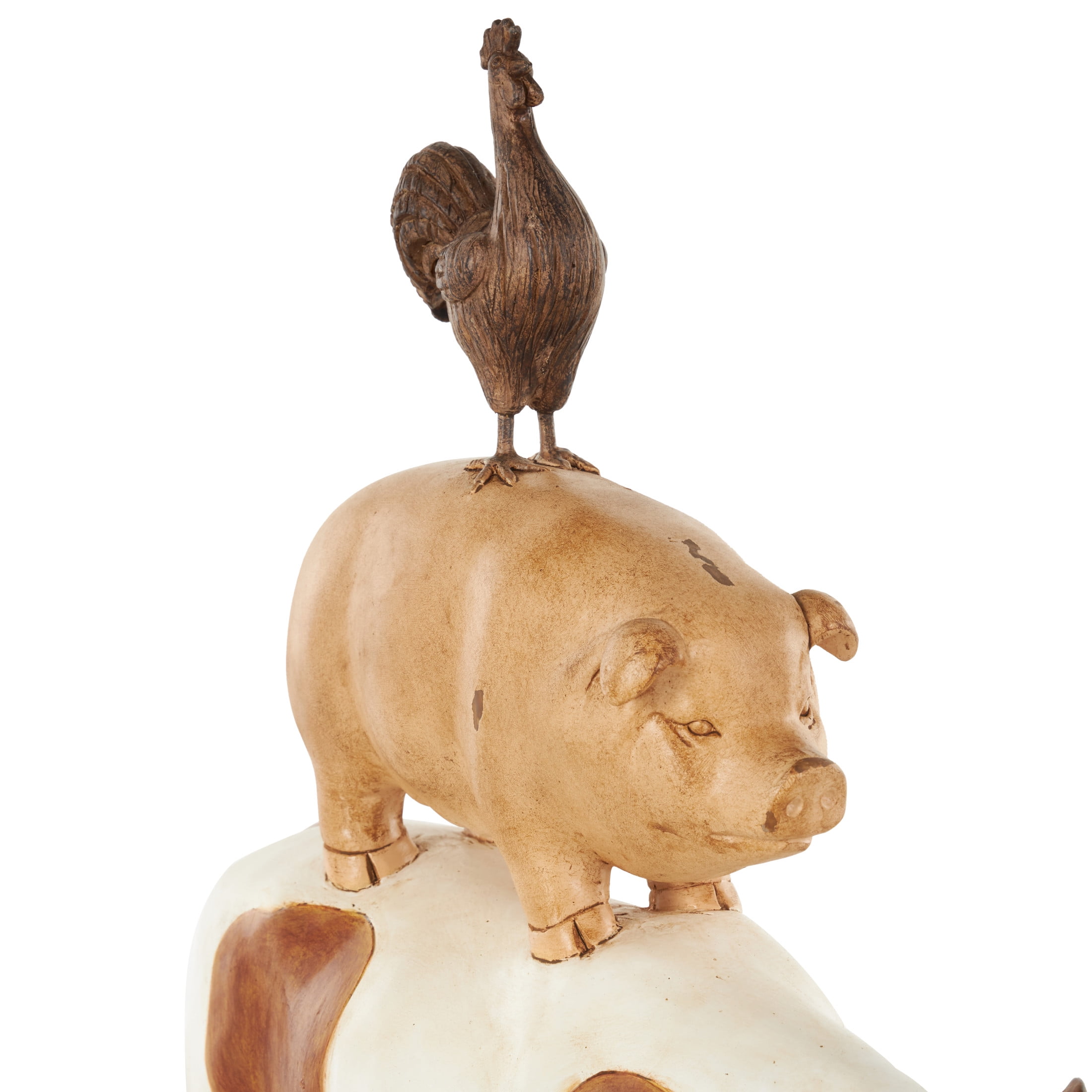 15" x 17" Multi Colored Resin Stacked Farm Animals Sculpture, by DecMode