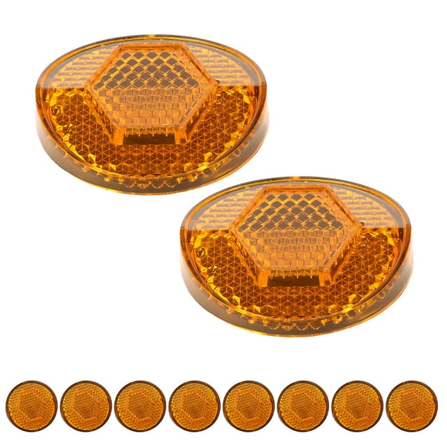 OULII 10Pcs Rear Bike Reflectors Orange Plastic Round Reflectors for Motorcycle Trailer Night Safety