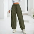 thumbnail image 2 of OSOLU Solid Color Women Cargo Pants High Waist Wide Leg Pants Straight Leg Loose Trousers Everyday Comfort Versatile Active Athletic Casual Bottoms, 2 of 6