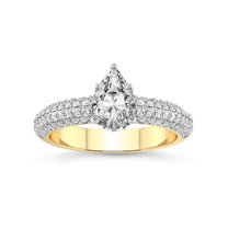 4 Carat IGI Certified Pear Shape Lab Grown Diamond Engagement Ring | 14K Yellow Gold |Casimer Side Stone Diamond Ring | FG-VS1-VS2 Quality Friendly Diamonds