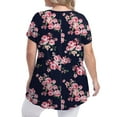 thumbnail image 3 of Mengpipi Womens Casual Scoop Collar Plus Size T Shirts Summer Tops Swing Tee Tunic Tops for Leggings, 02 Floral Navyblue-4X, 3 of 5