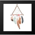 thumbnail image 2 of Atelier B Art Studio 15x15 Black Modern Framed Museum Art Print Titled - TRIANGULAR DREAM CATCHER WITH ROSES AND FEATHERS, 2 of 5