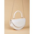 thumbnail image 3 of Women White Textured Half Moon Top Handle Handbag Elegant Evening Purse Wedding Party Bag, 3 of 7