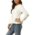 thumbnail image 5 of Unique Bargains Women's Button Down Cropped Ruffle Hem Denim Jacket S White, 5 of 8