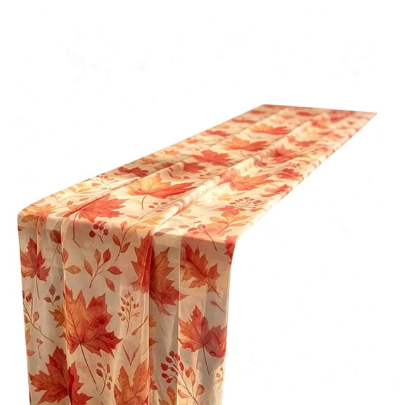 Maple Leaves Fall Harvests Thanksgiving Harvests Festival Chiffon Table Flag Chair Back Decoration, Orange