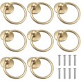 thumbnail image 1 of 8 Pcs Poignée - Brossé Or Vintage Porte Anneau Meubles Poignée pour Armoire Tiroir Commode, 1 of 5