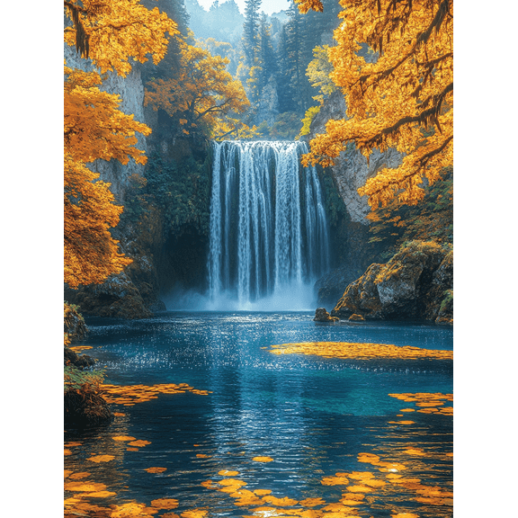 Autumn Waterfall Canvas Print/Wall Art,Suitable for Living Room, Bedroom, Bathroom, Office, and Hotel Decoration.