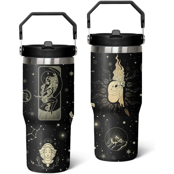 Constellation Tumbler with Lid and Straw, Sagittarius Tumbler, Goth Tumbler, Constellation Cup/Mug, Zodiac Gifts for Men Women, Constellation Gifts, 30oz Skinny Tumblers with Lids and Straws