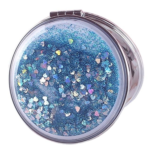 Visland Makeup Mirror Foldable Portable Shiny Quicksand Double-sided Washable Make Up Clear Cosmetic Mirror Beauty Tools