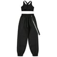 thumbnail image 4 of Sinleey Girls Hip Hop Dance Outfits Crop Tops with Chain Sweatpants Set Street Dance Outfits Active Black 10, 4 of 7