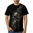 thumbnail image 4 of LAOLIUSN Men's 3D Skull Graphic T Shirt, All Over Print Short Sleeve Crewneck Tee, 88% Polyester 12% Spandex, Casual Novelty Streetwear Tops, S-4XL, 4 of 7