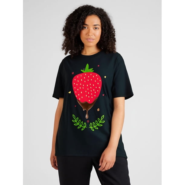 Valentine's Day Chocolate Covered Strawberries Woman's T-ShirtFather's Day, Mother's Day, New Year, Camisetas para mujer, lindas camisetas con estampado gráfico, de manga corta, estilo casual, para ve