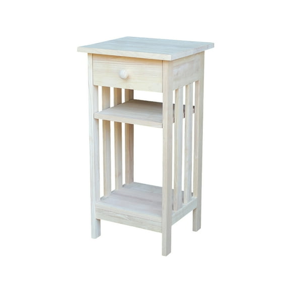 International Concepts Unfinished Solid Wood Mission Telephone Stand