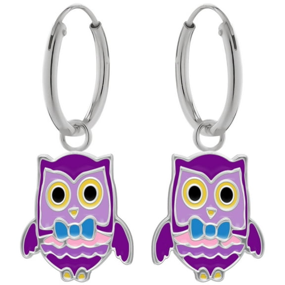 Owl 925 Sterling Silver Hoop Earrings