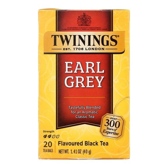 TWINING TEA - Classic Earl Grey Black Tea - 20 BG, Case of 6