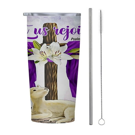 

Easter Let Us Rejoice Lamb Easter Lily 20oz Tumbler Insulated Stainless Steel Water Bottle Portable Travel Coffee Tea Mug Cup