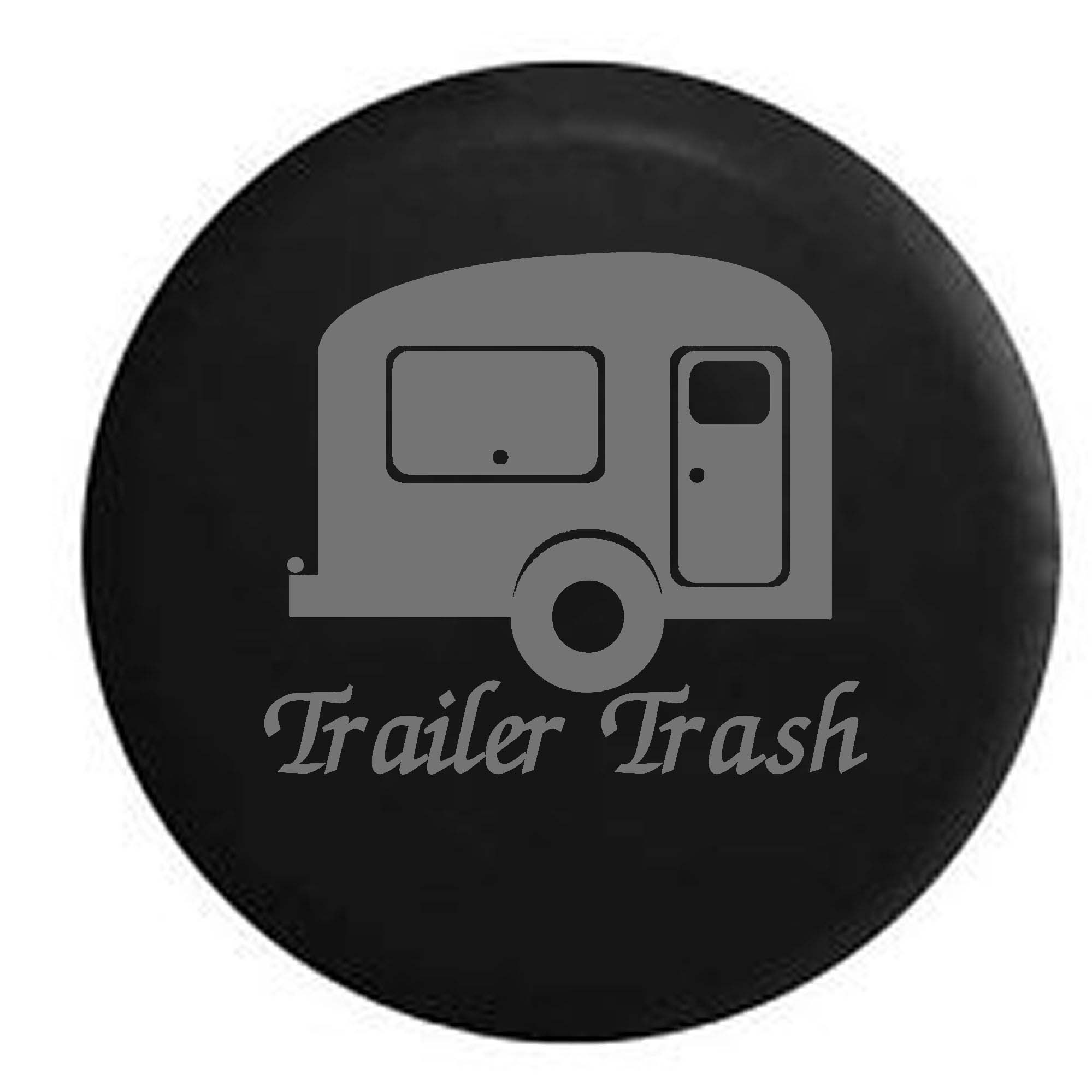 Trash Travel Camper RV Trailer Spare Tire Cover Vinyl Stealth Black 33