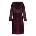 thumbnail image 3 of Lindreshi Robes for Women Plus Size 5X Unisex Winter Women Lengthened Plush Shawl Bathrobe Long Sleeve Robe Hooded Coat, 3 of 5