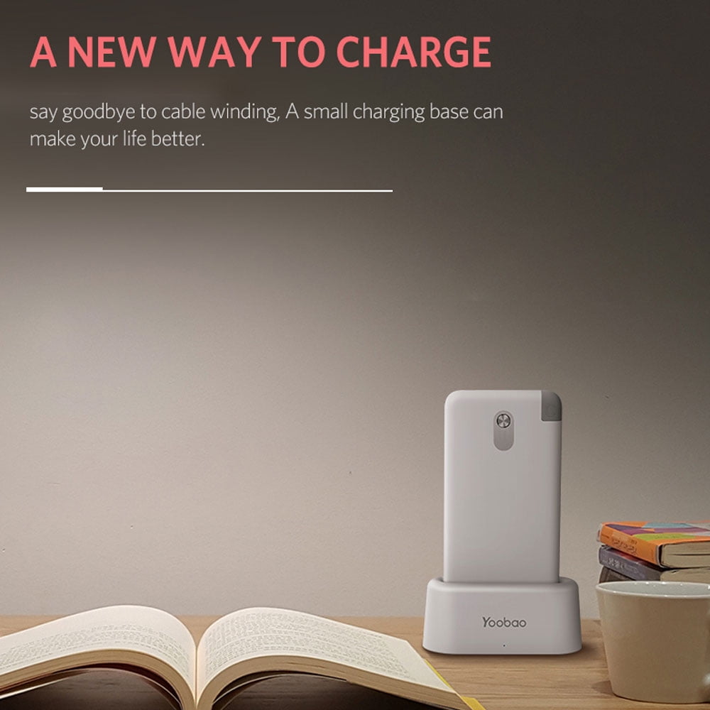Portable Slim Power Bank w Charging Dock, External Backup Battery Charger, 10000mAh / Compatible with iPhone, Samsung Android / Micro USB