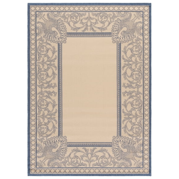 Safavieh Courtyard Cooper Botanical Indoor/Outdoor Area Rug, Natural/Blue, 5'3" x 7'7"