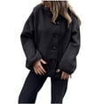 thumbnail image 2 of Womens Coats Long Sleeve Stand Collar Button Loose Casual Cardigan Coat,Coats for Women Black L, 2 of 6