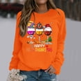 thumbnail image 3 of WEIWEN Happy Hallothanksmas Halloween Sweatshirts for Women Thanksgiving Christmas Graphic Fall Sweaters for Women Dressy Casual Long Sleeve Outfits Women's Clothing Orange, L, 3 of 5
