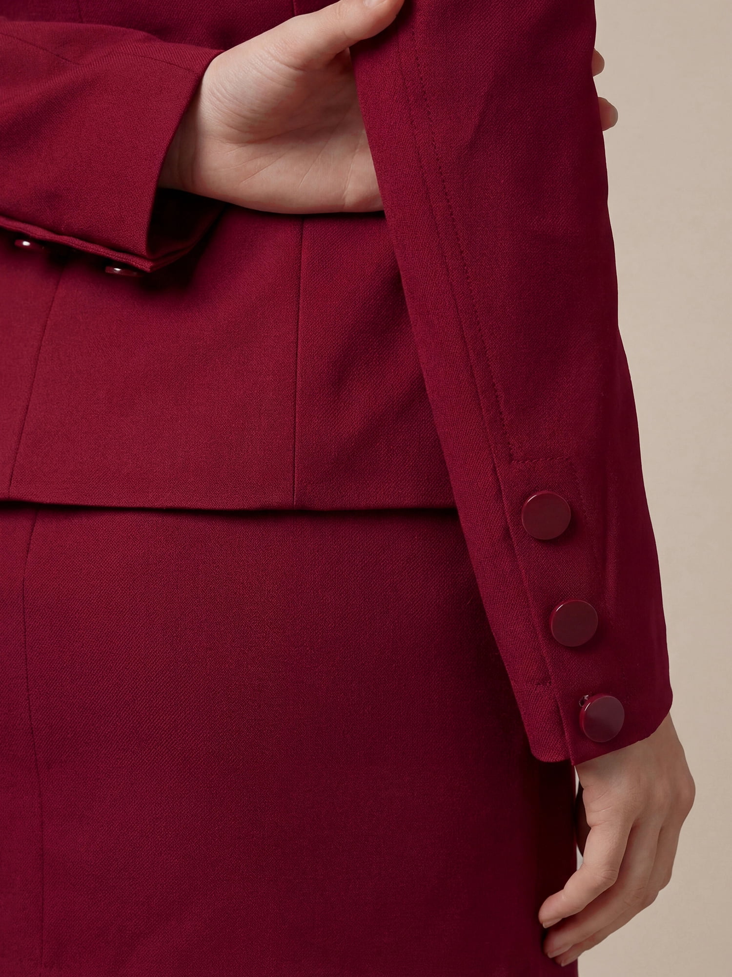 DARING DIVA Women's Blazer Single Breasted Notched Sleeve Slim Fit Jacket Large Burgundy