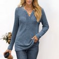 thumbnail image 2 of Annhoo Knitted Tops for Women Casual V Neck Long Sleeve Tunics Fall Lightweight Baggy Pullover Sweater, 2 of 7