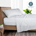 thumbnail image 3 of Bare Home Ultra-Soft Sheet Set - Premium 1800 Collection - Deep Pockets - 4-Pieces - California King, Pinstripe - White/Midnight, 3 of 7