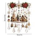 thumbnail image 3 of Santa Sleigh Christmas Window Hanging with Crystal Pendants - Festive Holiday Decor with Poinsettia, Reindeer & Miniature Village, 3 of 6