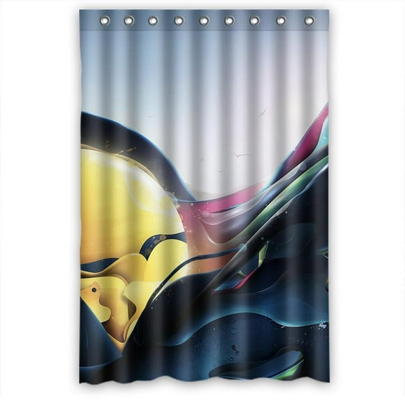 YUSDECOR The rolling wonderful sea Shower Curtain Polyester Fabric Bathroom Shower Curtain 48x72 inches