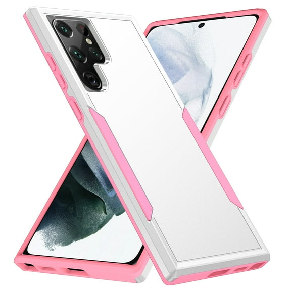 Feishell Case Fit for Samsung Galaxy S22 Ultra 5G 6.8 inch,Military Grade Shockproof Protection Hybrid Armor Double Layer Hard PC Soft TPU Drop Resistant Anti-Fingerprint Phone Cover,White