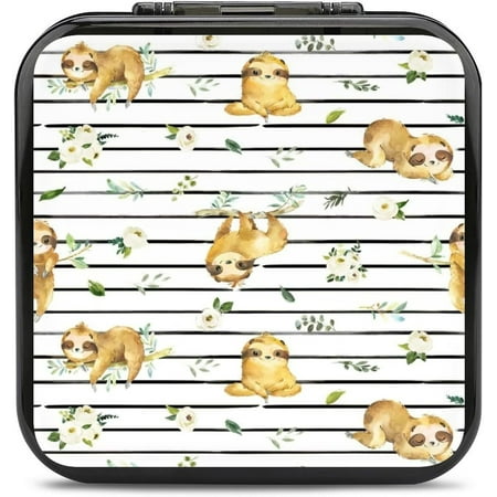 Watercolor Sloths 12 Game Card Case for Switch Portable Hard Shell Protective Game Card Holder Box