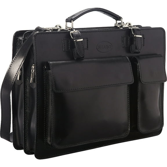 "The Organizer":  Laptop Leather Brief Multi Pockets and Sleeves with Outer iPad Compartment
