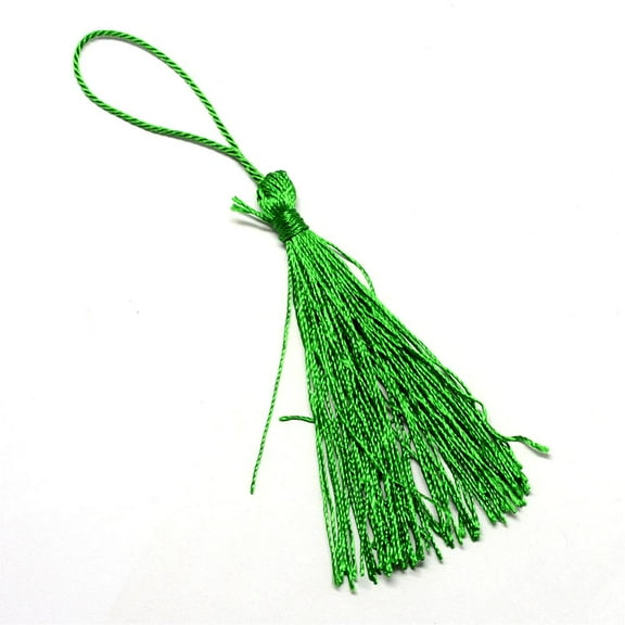 100 pc Polyester Tassel Decorations Pendant Decorations Green 130x6mm Tassel: 70~90mm