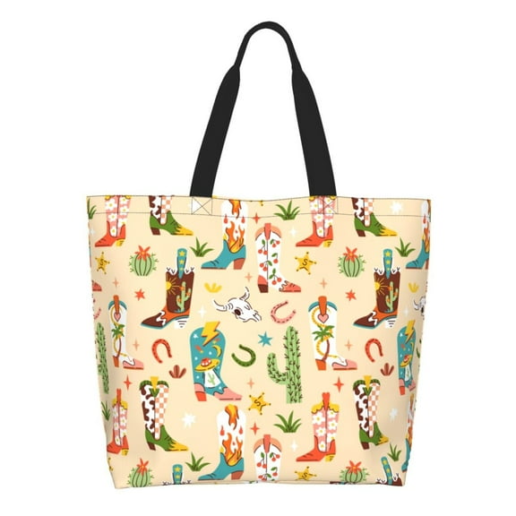 Easygdp Groovy American Western Footwear Tote Bags for Women,Women Travel Shoulder Bags Handbags,Big Capacity Shopping Work Bag