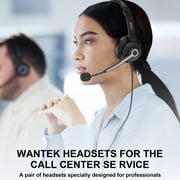 Wantek USB Headset with Microphone for PC,Laptop,3.5mm/USB/Type-C Jack 3-in-1 Computer Headset with Noise Cancelling & Audio Controls,USB Headphones for Call Center,Work,Office,Binaural