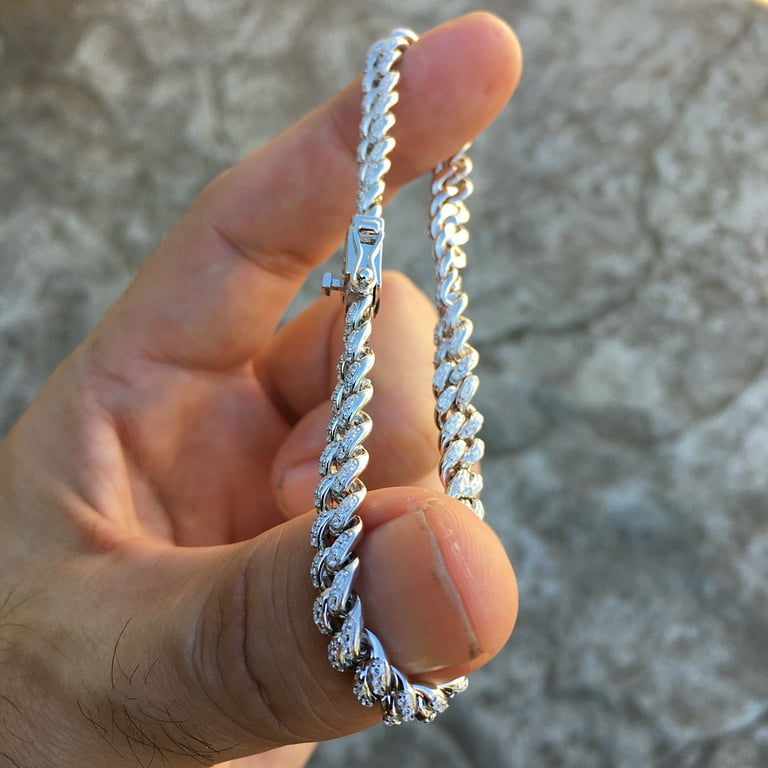 Men's Iced Miami Cuban Bracelet Solid 925 Sterling Silver CZ