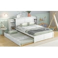 thumbnail image 5 of White Full Bed with Twin XL Trundle, wooden platform, headboard storage, fits all, no box spring needed., 5 of 5
