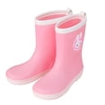 thumbnail image 1 of NOKIO Pink Rabbit Rain Boots for Kids, Cartoon Character 𝗪aterproof Shoes with Thermal Inner, Non-Slip Sole Baby Rain Booties for Boys Girls Toddlers, 1 of 6