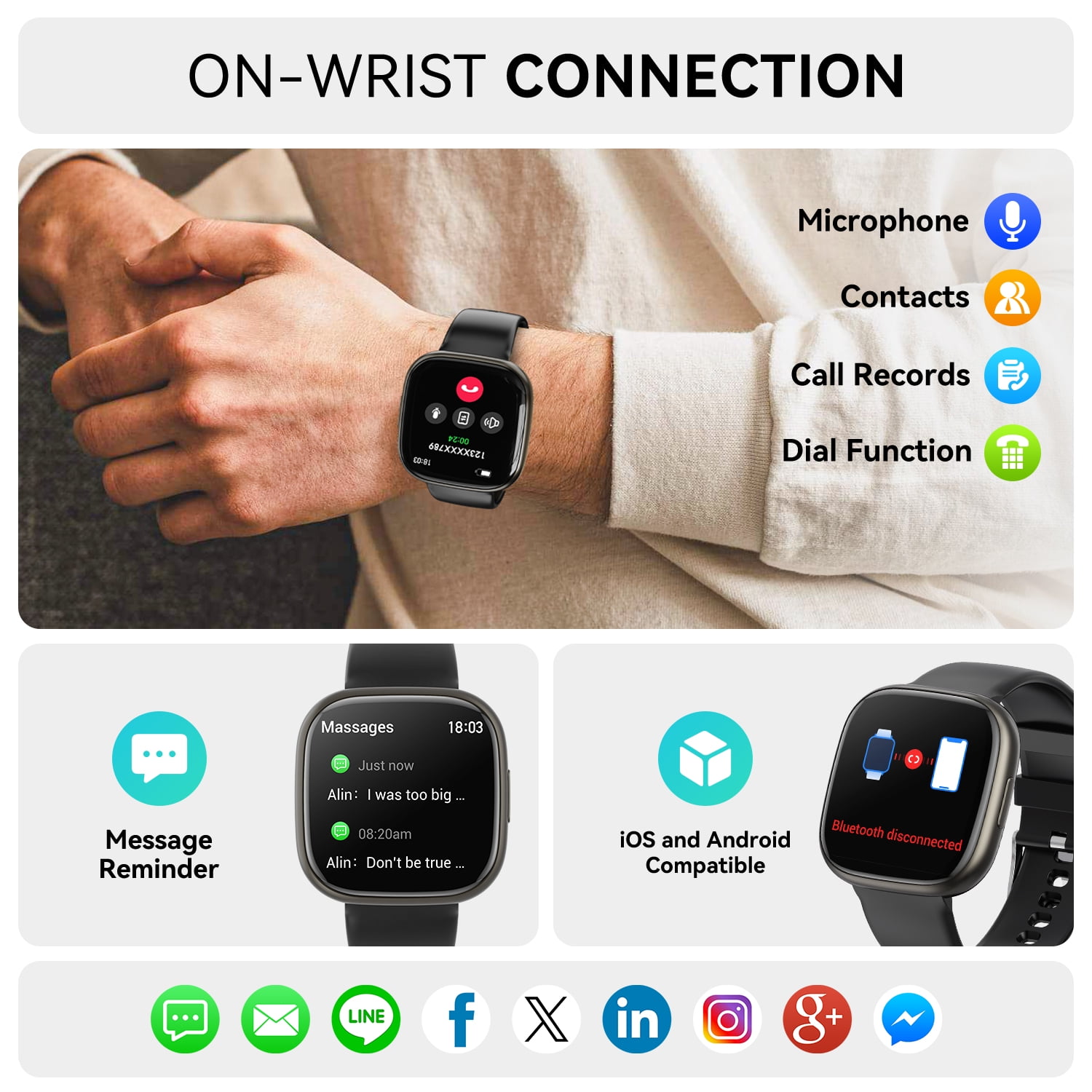 1.72 Inch Men's Smartwatch with Fitness Tracker, Answer/Call