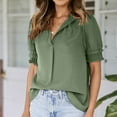 thumbnail image 4 of Admvng Summer Tops for Women Fashion Solid Color Casual V-Neck Puff Petal Sleeve Loose T-shirt Tops S-2XL, 4 of 8