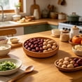 thumbnail image 4 of Round Rattan Tray Woven Serving Platter for Coffee Table Breakfast Drinks Decorative Plate Kitchen Vanity Organizer, 4 of 6