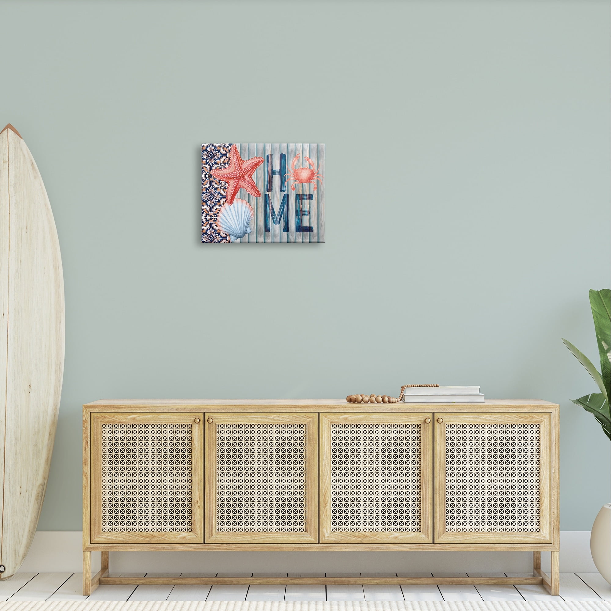 Stupell Patterned Home Nautical Sea Life Landscape Painting Gallery Wrapped Canvas Print Wall Art