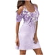 thumbnail image 2 of ICHUANYI Clearance Women‘s Summer Dresses Print Short Sleeve Off Shoulder Round Neck Dress(Purple, S) ICHUANYI WER2023080912986, 2 of 5